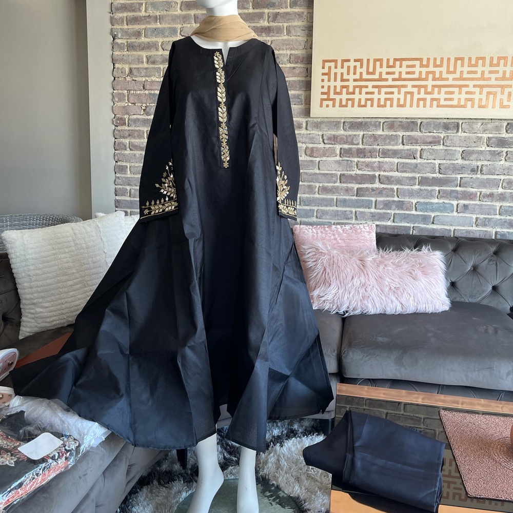 New 2 pc black maxi frock dress kameez